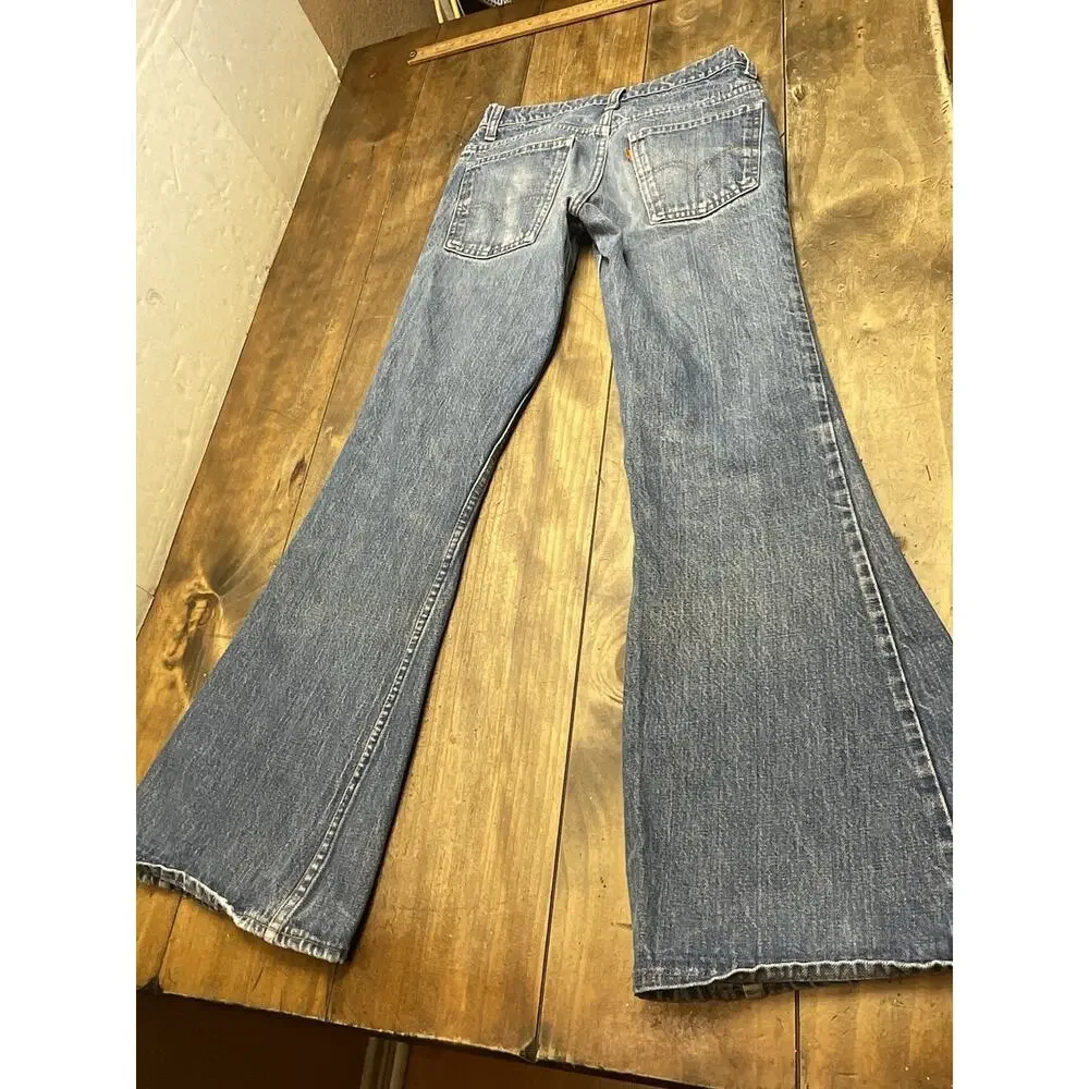Vintage Levi’s 684 Orange Tab Bell Bottom Jeans 28x30 USA 70s Flare Distressed